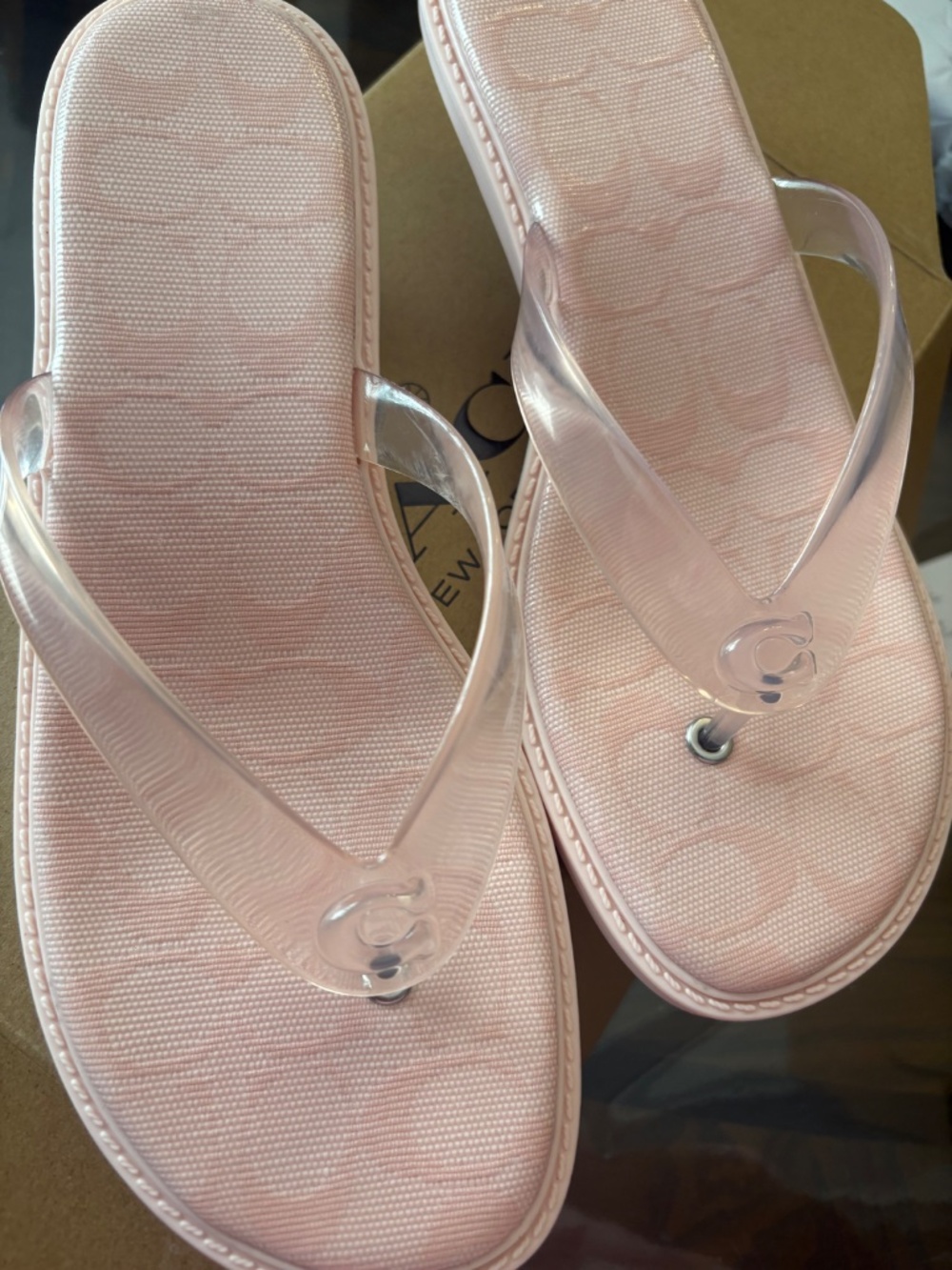 Coach Women’s Candy Pink Jelly Thong Kitten Heel Sandals - Picture 4 of 8